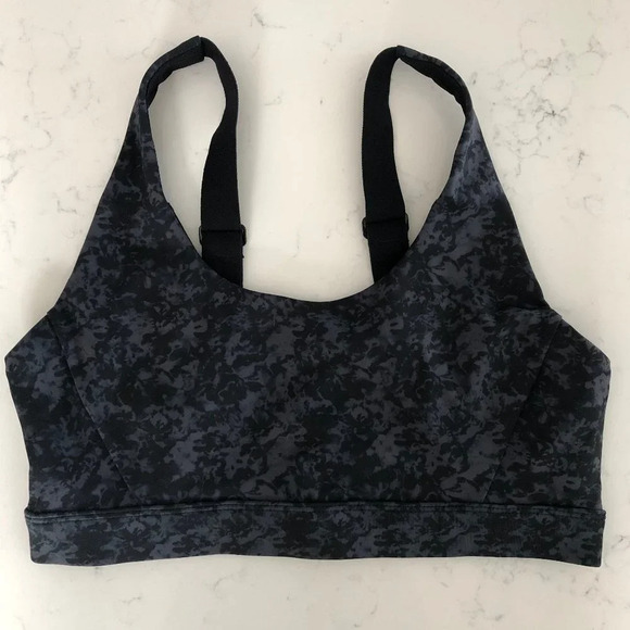 Lole Activewear Med/High Impact Moulded Cups Print Sports Bra Top Gray Blk Sz M - Picture 1 of 10